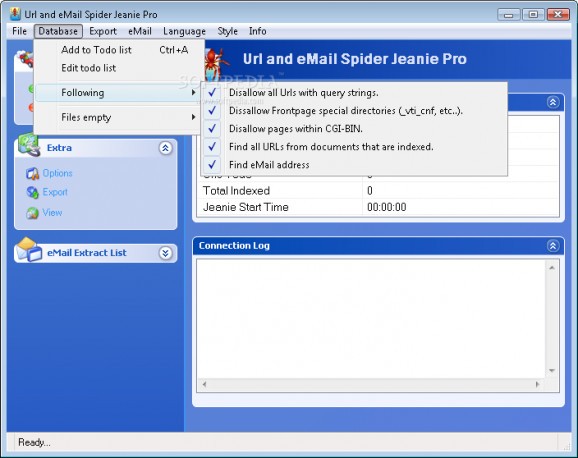 Contents Spider Jeanie 2009 Plus (formerly Url Spider Jeanie Pro) screenshot