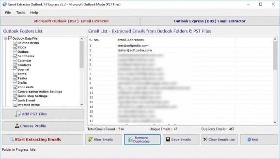 Email Extractor Outlook 'N' Express screenshot