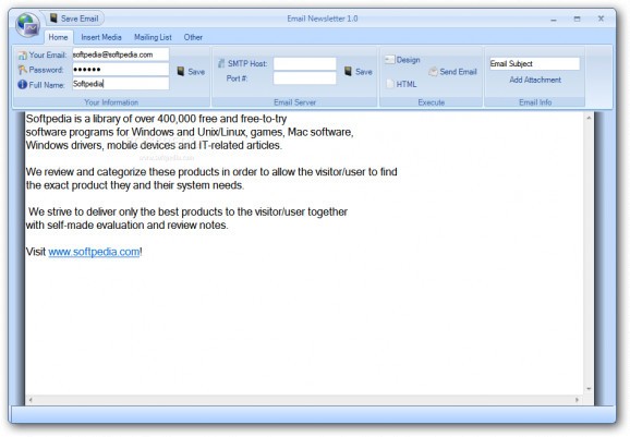 Email Newsletter screenshot