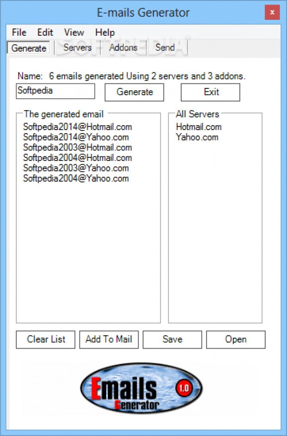 Emails Generator screenshot