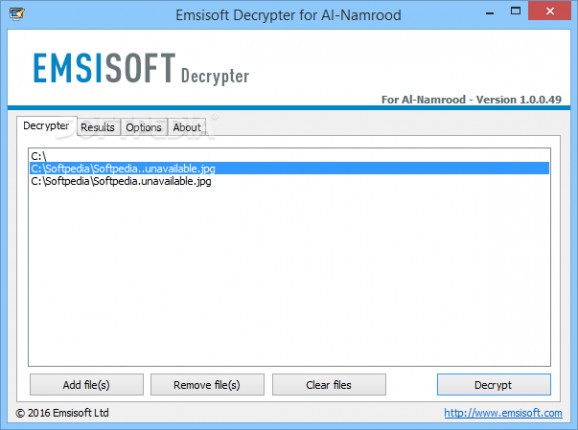 Emsisoft Decrypter for Al-Namrood screenshot