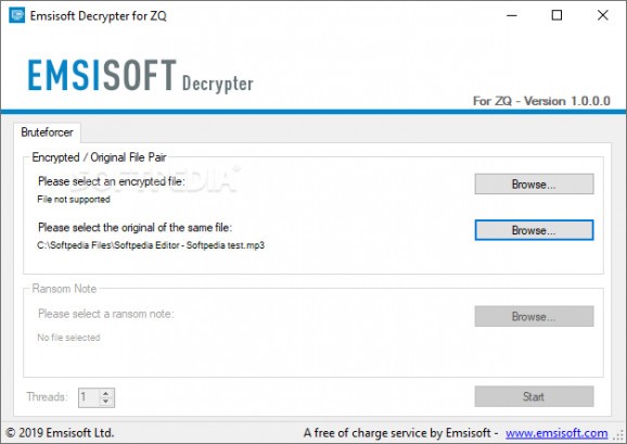 Emsisoft Decrypter for ZQ screenshot
