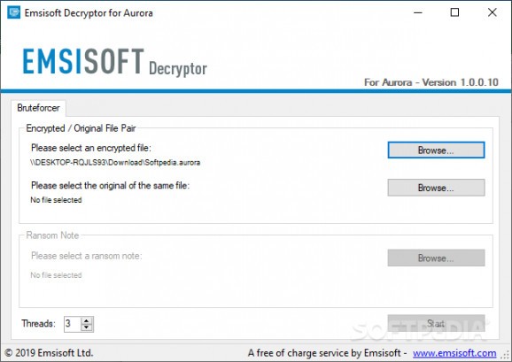 Emsisoft Decryptor for Aurora screenshot