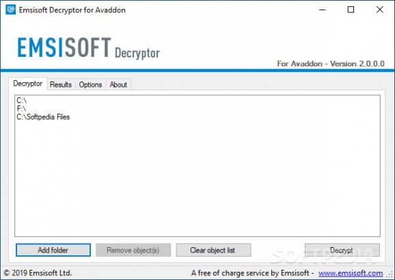Emsisoft Decryptor for Avaddon screenshot