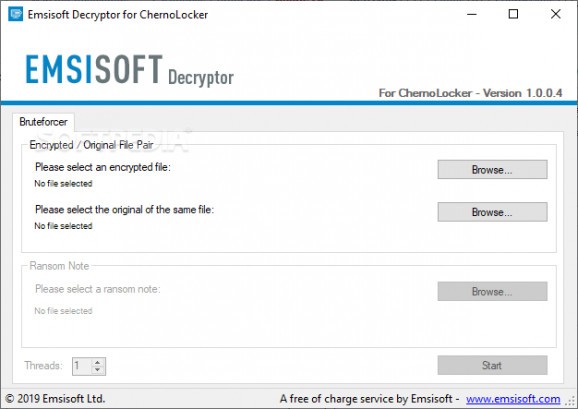 Emsisoft Decryptor for ChernoLocker screenshot