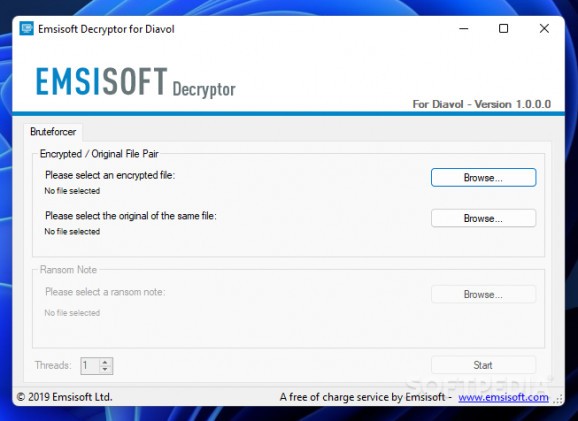 Emsisoft Decryptor for Diavol screenshot