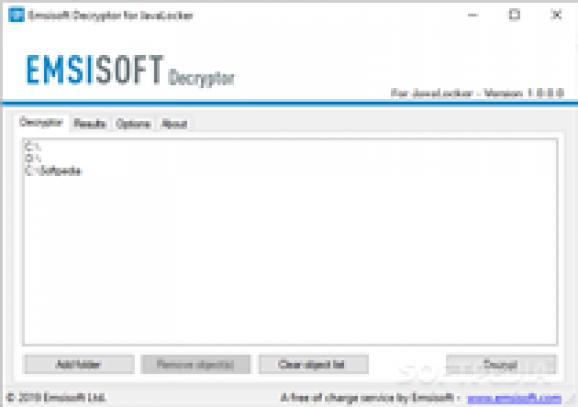 Emsisoft Decryptor for JavaLocker screenshot