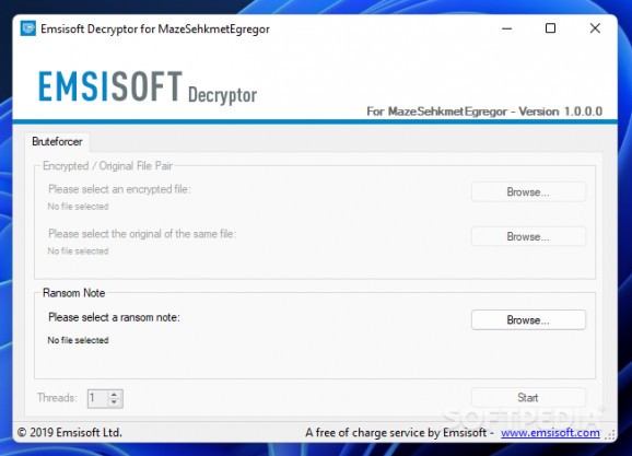 Emsisoft Decryptor for Maze / Sekhmet / Egregor screenshot