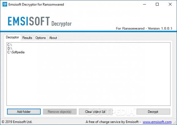 Emsisoft Decryptor for Ransomwared screenshot
