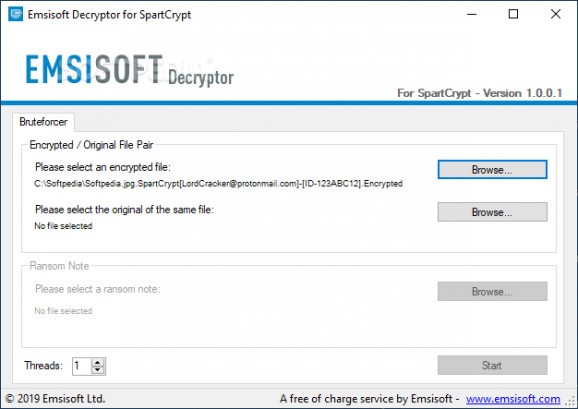 Emsisoft Decryptor for SpartCrypt screenshot