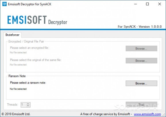 Emsisoft Decryptor for SynAck screenshot
