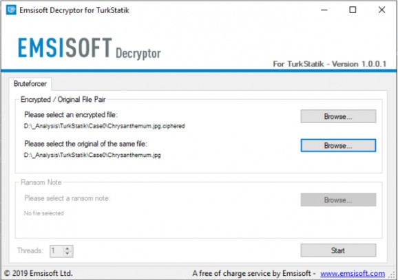 Emsisoft Decryptor for TurkStatik screenshot