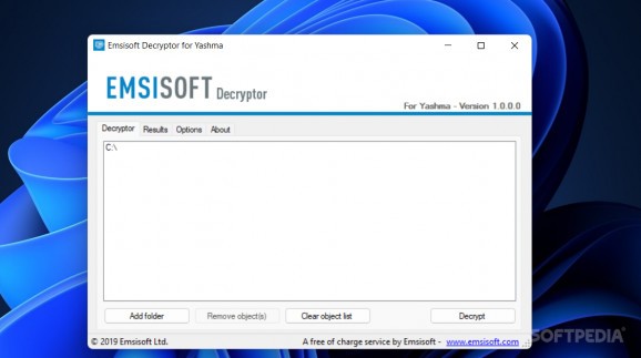 Emsisoft Decryptor for Yashma screenshot