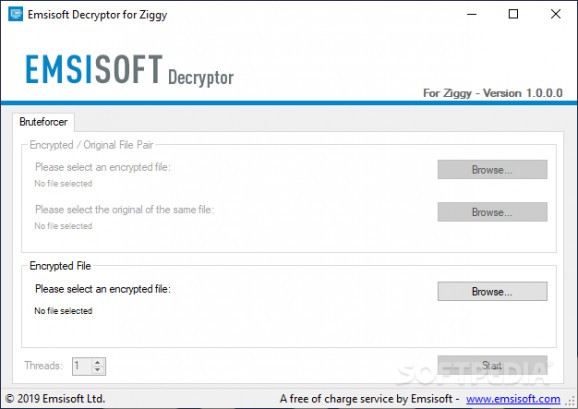 Emsisoft Decryptor for Ziggy screenshot