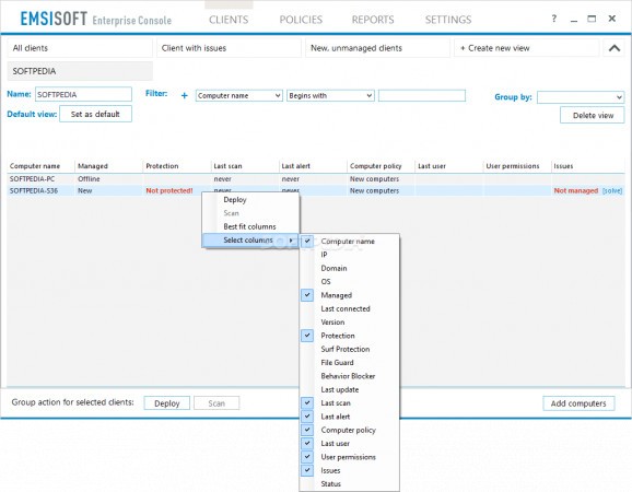 Emsisoft Enterprise Console screenshot