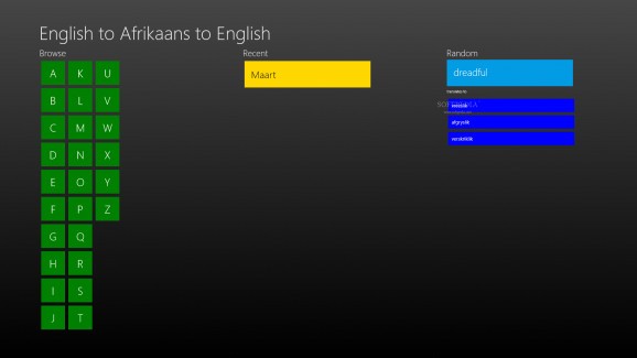 English to Afrikaans to English screenshot