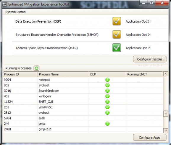 Enhanced Mitigation Evaluation Toolkit - EMET screenshot