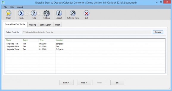 Enstella Excel to Outlook Calendar Converter screenshot