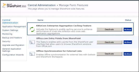 Enterprise Aggregation Caching Feature screenshot