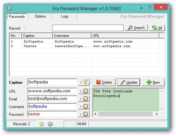 Era Password Manager Portable screenshot