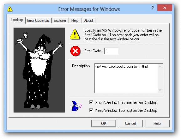 Error Messages for Windows screenshot
