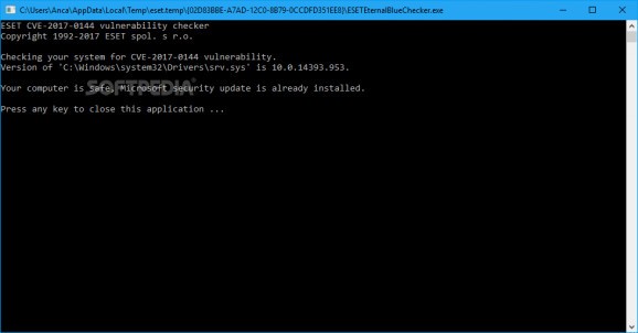 EternalBlue Vulnerability Checker screenshot