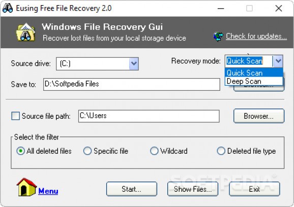 Eusing Free File Recovery screenshot