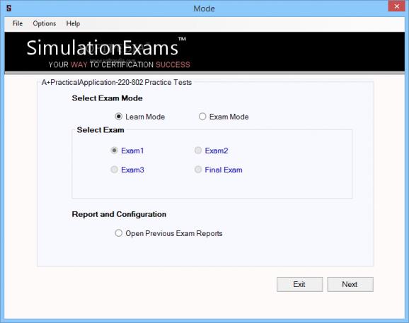 Exam Simulator for A+ Practical Application screenshot