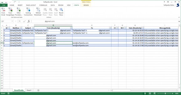 Excel Add-In for Gmail screenshot