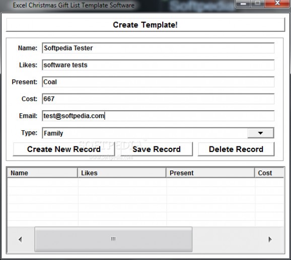 Excel Christmas Gift List Template Software screenshot