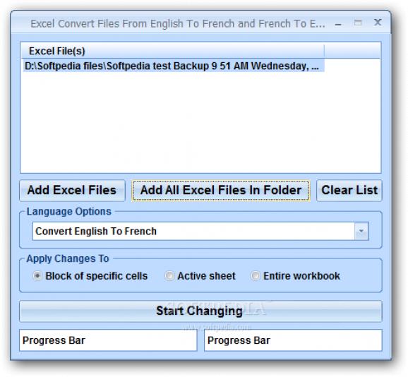 Excel Convert Files From English To French and French To English Software screenshot