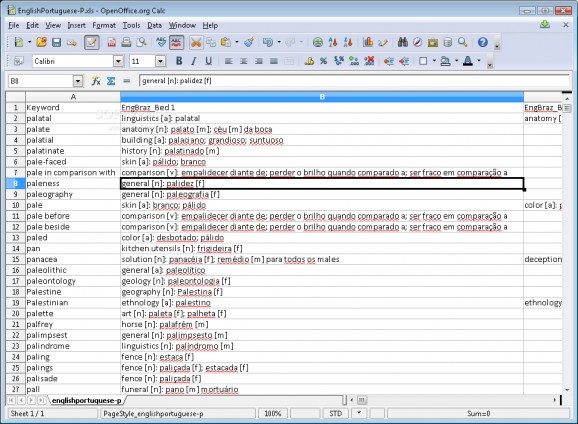 Excel Dictionary English Portuguese screenshot