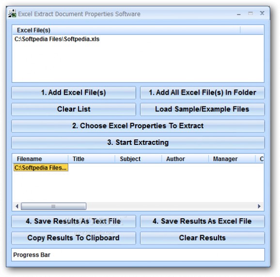 Excel Extract Document Properties Software screenshot