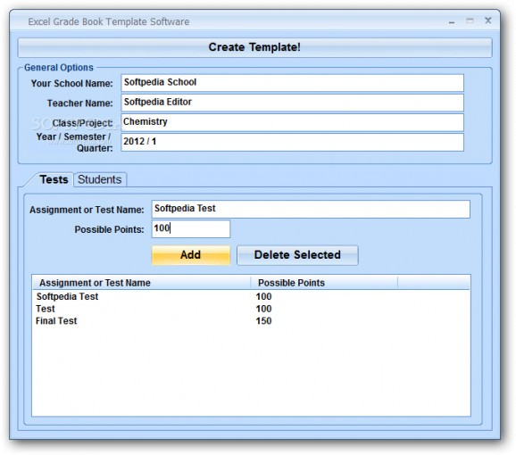 Excel Grade Book Template Software screenshot