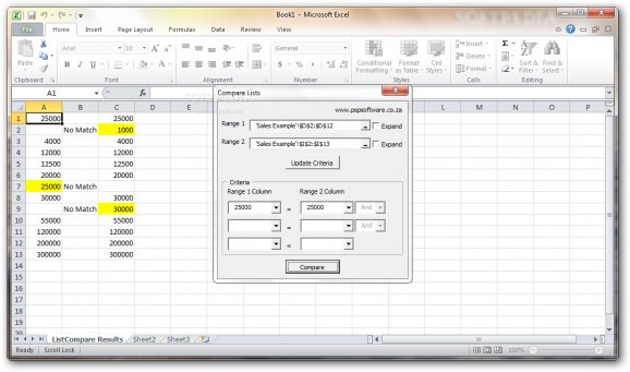 Excel List Compare screenshot
