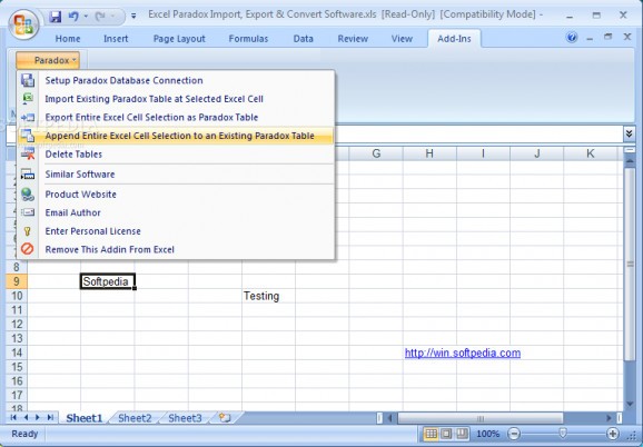 Excel Pardox Import, Export & Convert Software screenshot