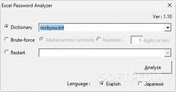 Excel Password Analyzer screenshot