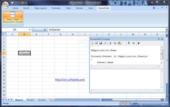 Excel PowerShell Console screenshot