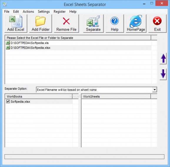 Excel Sheets Separator screenshot
