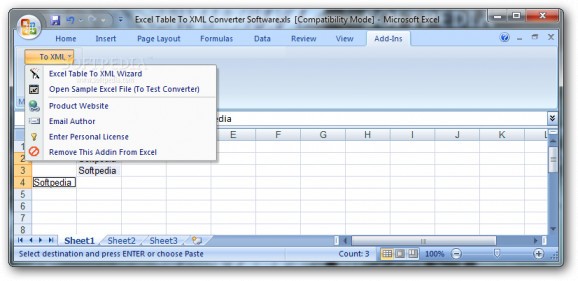 Excel Table To XML Converter Software screenshot