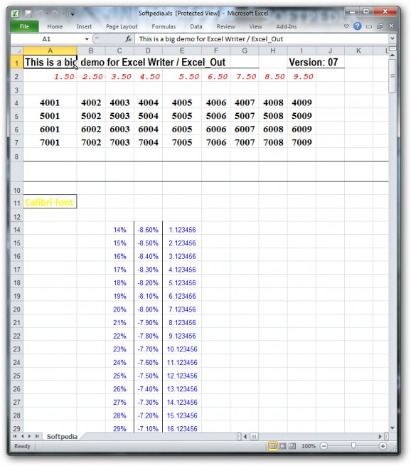 Excel Writer screenshot