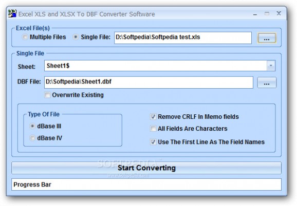 Excel XLS and XLSX To DBF Converter Software screenshot