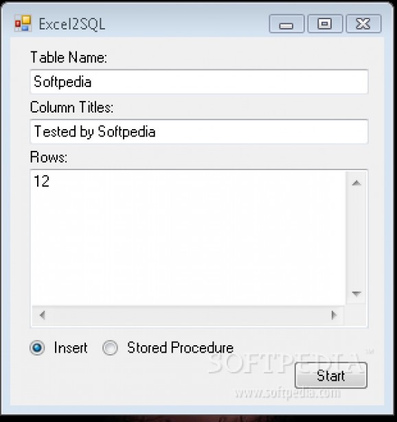 Excel2SQL screenshot