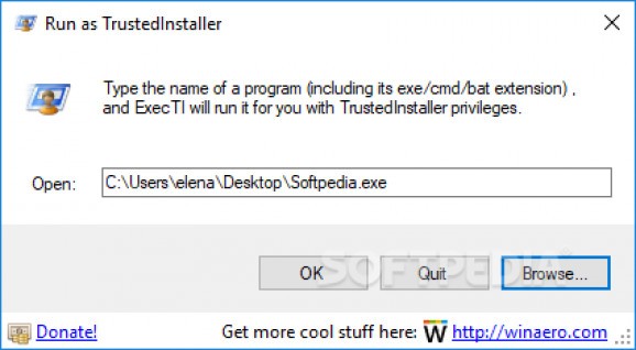 ExecTI - Run as TrustedInstaller screenshot