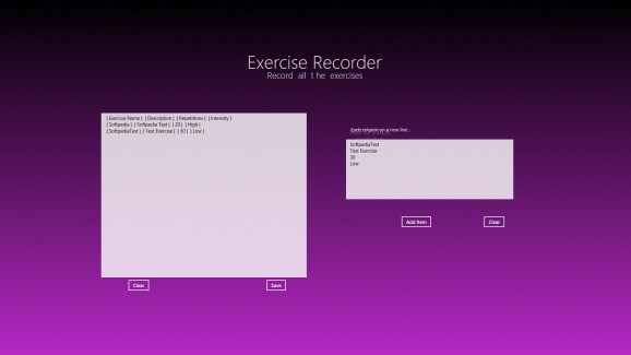 Exercise Recorder screenshot