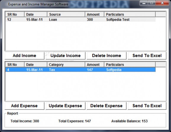 Expense and Income Manager Software screenshot