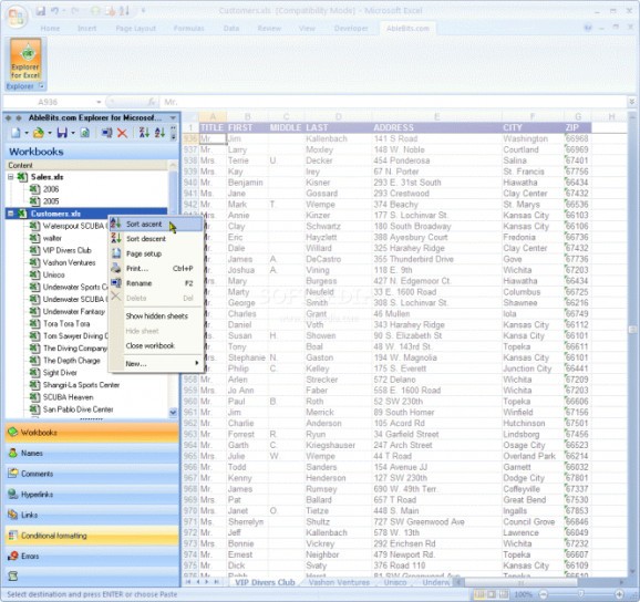 Explorer for Microsoft Excel screenshot