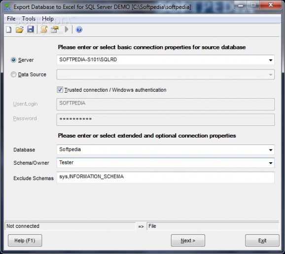 Export Database to Excel for SQL Server screenshot