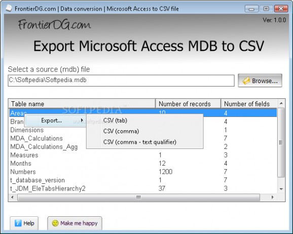 Export Microsoft Access MDB to CSV screenshot