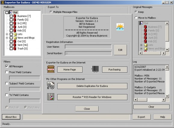 Exporter for Eudora screenshot